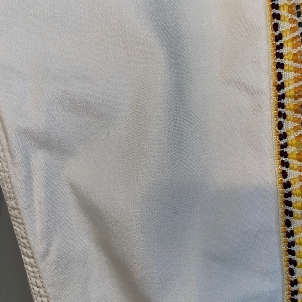 EUC Free People Boho Embroidered Striped Off White Denim Skinny Jeans Size 26 - Picture 8 of 8